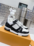 Black & White Low-Top Lace-Up Sneakers