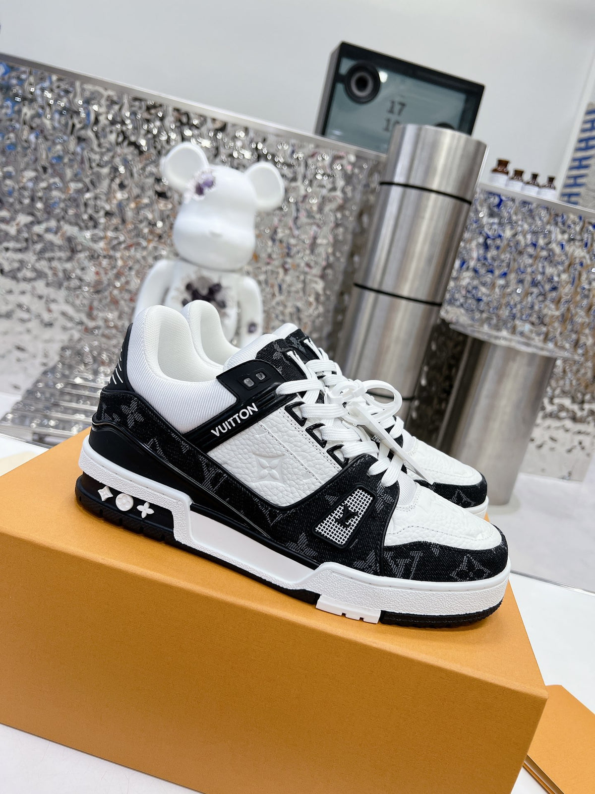 Black & White Low-Top Lace-Up Sneakers